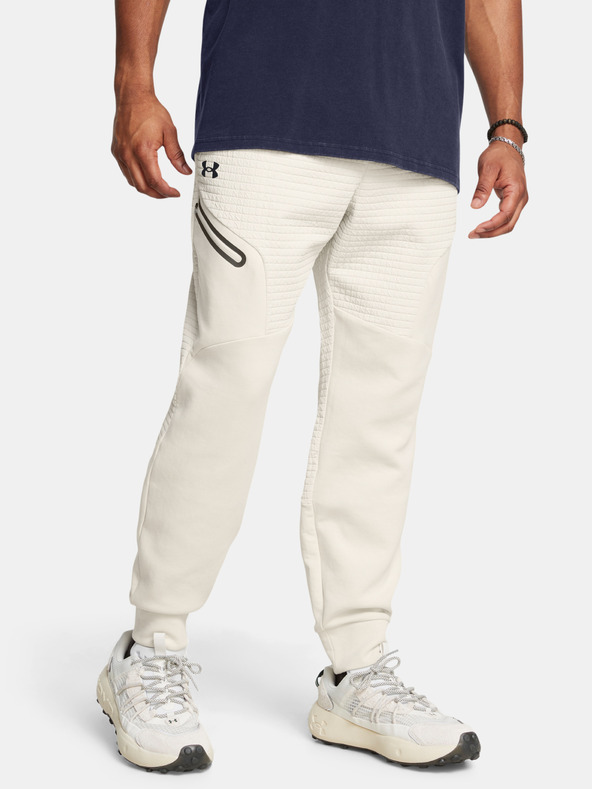 Under Armour UA Unstoppable Flc Grid Jrg Pantaloni de trening Alb