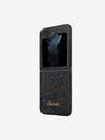 Guess PC/TPU Glitter Flakes Metal Logo Zadní Kryt pro Samsung Galaxy Z Flip 5 Black Carcasa de telefon