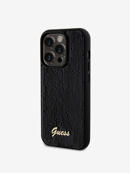 Guess Sequin Script Logo Zadní Kryt pro iPhone 14 Pro Max Black Carcasa de telefon