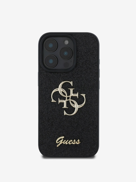 Guess Guess PU Fixed Glitter 4G Metal Logo Back Cover pentru iPhone 16 Pro Max Negru