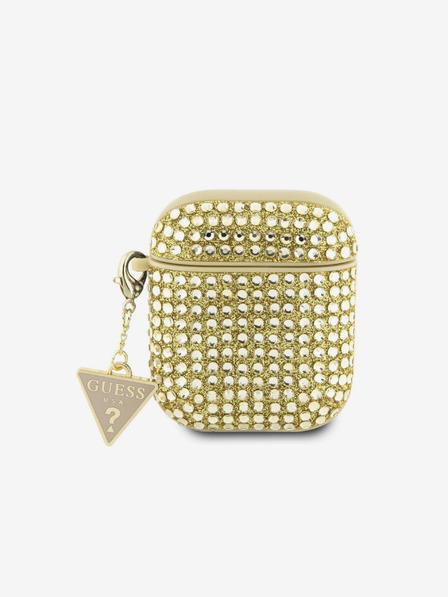 Guess Rhinestones Triangle Metal Logo AirPods 1/2 Gold Carcasă