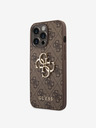 Guess PU 4G Metal Logo Zadní Kryt pro iPhone 14 Pro Max Brown Carcasa de telefon