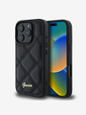 Guess PU Leather Quilted Zadní Kryt pro iPhone 16 Pro Black Carcasa de telefon