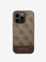 Guess PU 4G Stripe Zadní Kryt pro iPhone 14 Pro Max Brown Carcasa de telefon