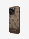 Guess PU 4G Stripe Zadní Kryt pro iPhone 14 Pro Max Brown Carcasa de telefon