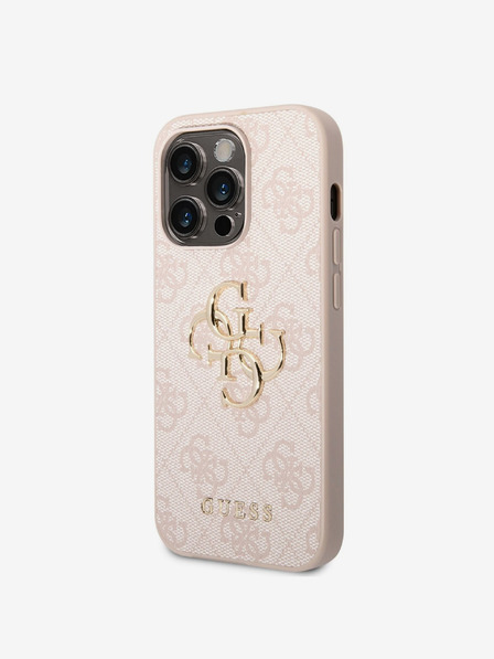 Guess PU 4G Metal Logo Zadní Kryt pro iPhone 14 Pro Max Pink Carcasa de telefon