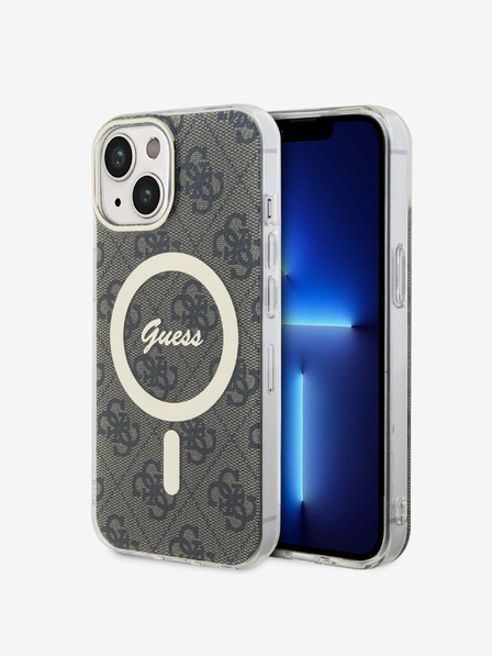 Guess IML 4G MagSafe Zadní Kryt pro iPhone 15 Brown Carcasa de telefon