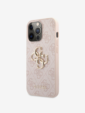 Guess PU 4G Metal Logo Zadní Kryt pro iPhone 13 Pro Max Pink Carcasa de telefon