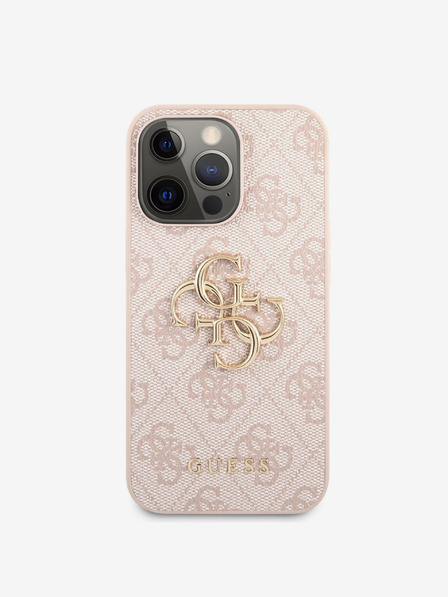 Guess Guess PU 4G Metal Logo Back Cover pentru iPhone 13 Pro Max Roz