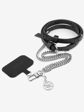 Guess Crossbody Popruh PU 4G Chain with Charm Silver/Black Carcasa de telefon