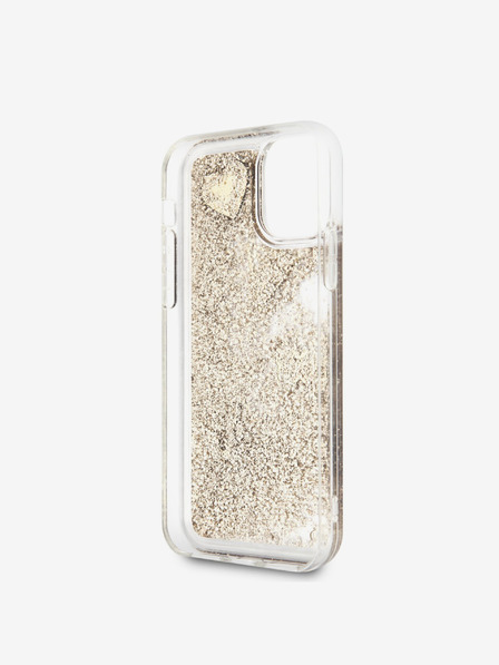 Guess Glitter Hearts Zadní Kryt pro iPhone 11 Gold Carcasa de telefon