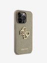 Guess PU Perforated 4G Glitter Metal Logo Zadní Kryt pro iPhone 15 Pro Gold Carcasa de telefon