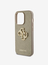 Guess PU Perforated 4G Glitter Metal Logo Zadní Kryt pro iPhone 15 Pro Gold Carcasa de telefon