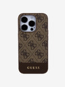 Guess PU 4G Stripe MagSafe Zadní Kryt pro iPhone 15 Pro Max Brown Carcasa de telefon