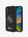 Guess PU Fixed Glitter 4G Metal Logo Zadní Kryt pro iPhone 16 Plus Black Carcasa de telefon