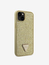 Guess Rhinestones Triangle Metal Logo Kryt pro iPhone 15 Gold Carcasa de telefon