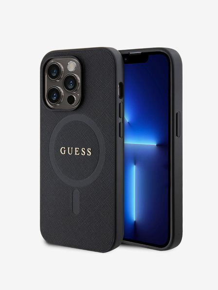 Guess PU Saffiano MagSafe Zadní Kryt pro iPhone 15 Pro Max Black Carcasa de telefon