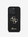 Guess PU Fixed Glitter 4G Metal Logo Zadní Kryt pro iPhone 16 Pro Black Carcasa de telefon