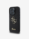 Guess PU Fixed Glitter 4G Metal Logo Zadní Kryt pro iPhone 16 Pro Black Carcasa de telefon