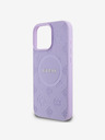 Guess Saffiano Peony Stamp MagSafe Zadní Kryt pro iPhone 16 Pro Purple Carcasa de telefon