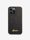 Guess PC/TPU Glitter Flakes Metal Logo Zadní Kryt pro iPhone 14 Pro Black Carcasa de telefon