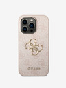 Guess PU 4G Metal Logo Zadní Kryt pro iPhone 14 Pro Pink Carcasa de telefon