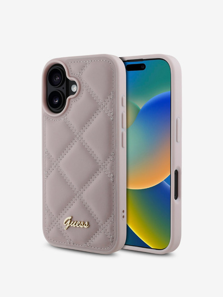 Guess PU Leather Quilted Zadní Kryt pro iPhone 16 Pink Carcasa de telefon