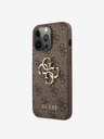 Guess PU 4G Metal Logo Zadní Kryt pro iPhone 13 Pro Brown Carcasa de telefon