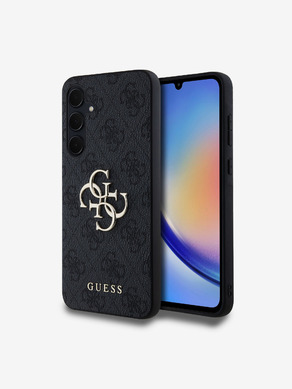 Guess PU 4G Metal Logo Zadní Kryt pro Samsung Galaxy A35 5G Grey Carcasa de telefon