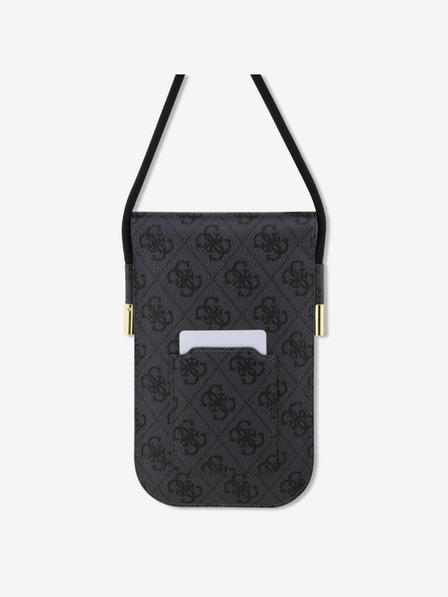 Guess PU 4G Metal Logo Script Black Carcasa de telefon