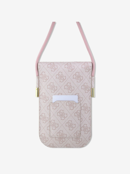 Guess PU 4G Metal Logo Script Pink Carcasa de telefon