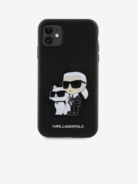 Karl Lagerfeld PU Saffiano Karl și Choupette NFT Back Cover pentru iPhone 11 negru Karl Lagerfeld