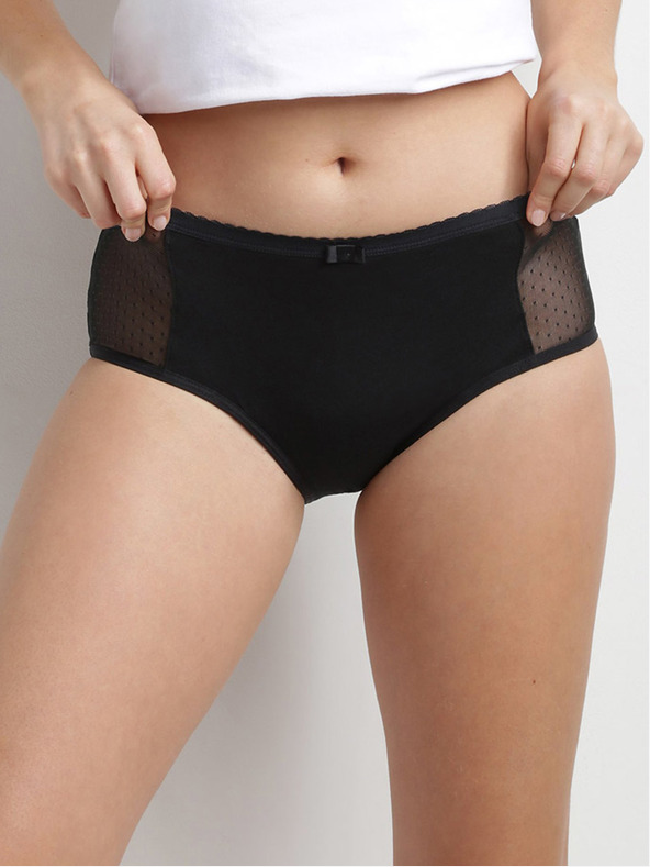 DIM Chiloți menstruali negri cu detalii din dantelă Dim MENSTRUAL LACE BOXER