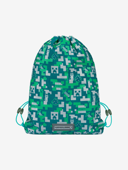 BAAGL  Geantă verde Baagl Minecraft Silver Creeper