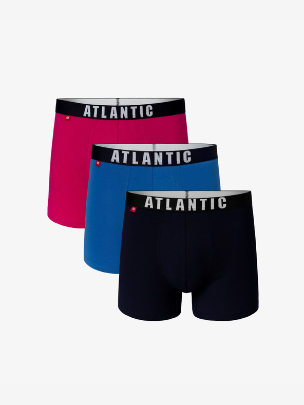 Atlantic 3-PACK Bărbați ATLANTIC Boxer Briefs - roz, albastru, marin