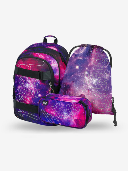 BAAGL  Violet 3 set skate galaxie: rucsac, husă pentru creioane, geantă Baagl