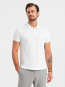 Ombre Clothing Tricou polo din bumbac pentru bărbați BASIC - albastru închis/alb/roșu V3 OM-POBS-0133 Ombre Clothing