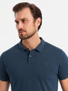 Ombre Clothing Tricou polo din bumbac pentru bărbați BASIC - albastru închis/alb/roșu V3 OM-POBS-0133 Ombre Clothing