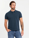 Ombre Clothing Tricou polo din bumbac pentru bărbați BASIC - albastru închis/alb/roșu V3 OM-POBS-0133 Ombre Clothing