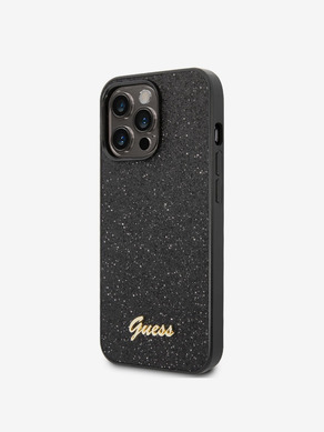 Guess PC/TPU Glitter Flakes Metal Logo iPhone 14 Pro Max Black Carcasa de telefon