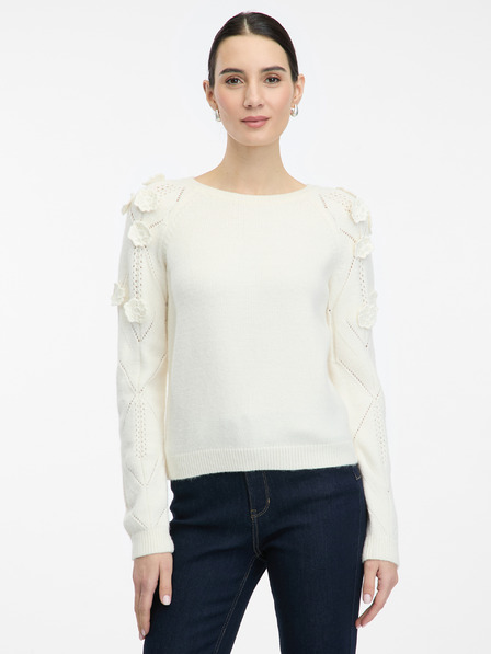 Orsay Pulover de damă crem cu model floral ORSAY