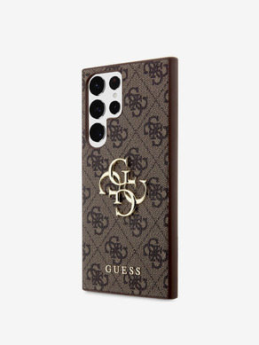 Guess PU 4G Metal Logo Samsung Galaxy S23 Ultra Brown Carcasa de telefon