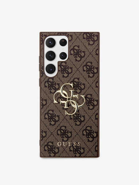 Guess PU 4G Metal Logo Samsung Galaxy S23 Ultra Brown Carcasa de telefon
