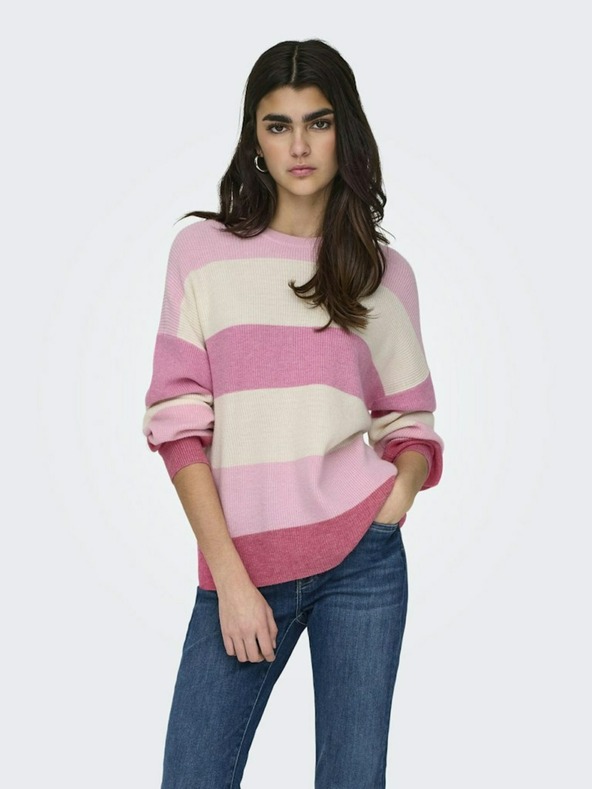 ONLY Pulover roz cu dungi pentru femei ONLY
