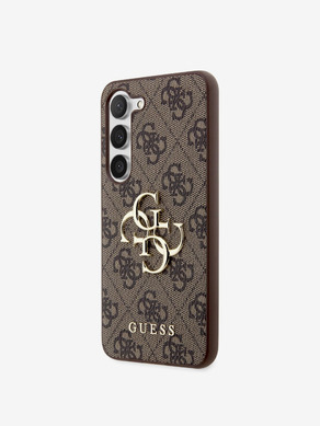 Guess PU 4G Metal Logo Zadní Kryt pro Samsung Galaxy S23 Brown Carcasa de telefon