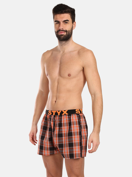 Styx Set de trei pantaloni scurți în carouri pentru bărbați, în albastru, verde și portocaliu STYX