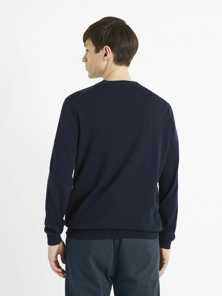 Celio Pulover basic albastru închis pentru bărbați Celio Decotonv