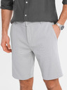 Ombre Clothing Pantaloni scurți SLIM FIT pentru bărbați în tricot melange structurat gri deschis Îmbrăcăminte Ombre