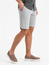 Ombre Clothing Pantaloni scurți SLIM FIT pentru bărbați în tricot melange structurat gri deschis Îmbrăcăminte Ombre