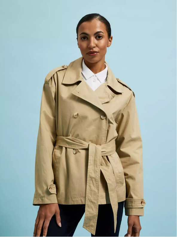 Moodo Trench scurt bej pentru femei Moodo